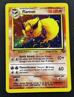 Pokemon TCG Flareon 3/64 Holo Rare Jungle WOTC NM - Image 1