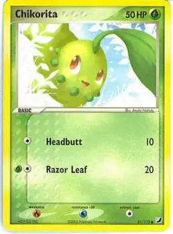 2x (UNSEEN-051) Chikorita (C) Pokemon EX Unseen Forces Card # 51 - Image 1