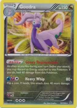 2x (XY02-074) Goodra Holofoil Rare Pokemon XY FlashFire Card # 74 - Image 1