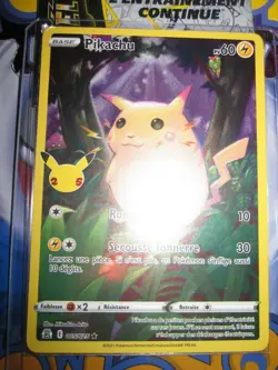 POKEMON RARE CELEBRATIONS FRANCAIS PIKACHU RED 005/025 HOLOFOIL NEUF MINT 25 ANS - Image 1