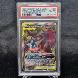 Pokemon Sun & Moon Unbroken Bonds 201 Full Alt Art Greninja & Zoroark GX PSA 8 - Image 1