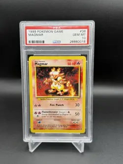 1999 POKEMON BASE SET UNLIMITED #36 MAGMAR PSA 10 Ready To Ship! - Image 1