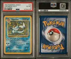 1999 Pokemon Jungle No Set Symbol Error Vaporeon Holo 12/64 PSA 6 - Image 3