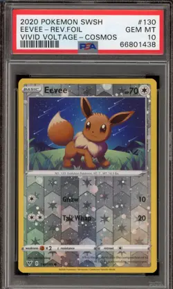 Pokemon Eevee Vivid Voltage Cosmos Holo Rare #130 PSA 10 Gem Mint - Image 1