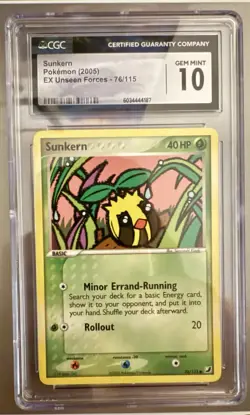 Pokemon TCG Sunkern 76/115 R&S: Ex Unseen Forces 2005 CGC GEM MINT 10 - Image 1