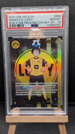 PSA 10 Monkey D Luffy ST13-003 BVB Borussia Dortmund ONE PIECE Matchday Promo EN - Image 1