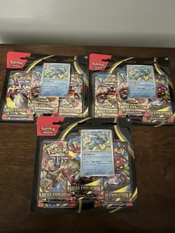 Pokemon Mega Evolution 3 Pack Blister ME01 Golduck. Lot of 3 - Image 1