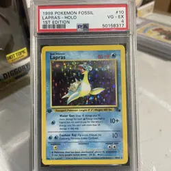 1999 POKEMON FOSSIL LAPRAS HOLO 10/62 1ST EDITION PSA 4 NM-MT - Image 1