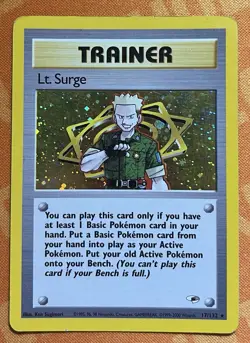 Pokemon Lt. Surge Holo Rare 17/132 Gym Heroes Trainer - Image 1