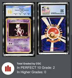 CGC 10 PERFECT Mewtwo - 1996 Japanese Base Set - Pop 2 - Pokemon - Image 3