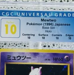 CGC 10 PERFECT Mewtwo - 1996 Japanese Base Set - Pop 2 - Pokemon - Image 4