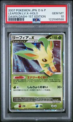 2007 POKEMON LEAFEON LV.X HOLO JP DIAMOND & PEARL DAWN DASH 1ST EDITION PSA 10 - Image 1