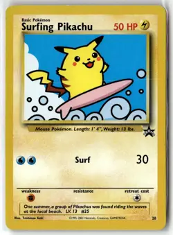 Surfing Pikachu ⭐ 28 Promo Wizards Black Star Promos 1999 Pokemon LP - Image 1