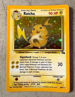 Raichu 14/62 Fossil Set Pokemon Holo WOTC Rare Vintage 1999 MP Card - Image 1