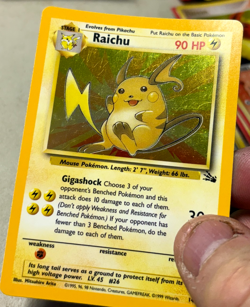 Raichu 14/62 Fossil Set Pokemon Holo WOTC Rare Vintage 1999 MP Card - Image 3
