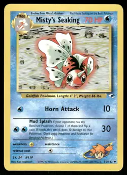 Pokemon Cards Misty's Seaking 55/132 UNLIMITED Gym Heroes WOTC Uncommon NM - Image 1