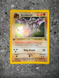 Pokemon TCG Prerelease 1st Edition Aerodactyl 1/62 Fossil Pre-release Holo - Image 3