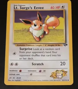 Pokemon TCG Card Lt. Surge's Eevee 51/132 Gym Challenge Unlimited Non-Holo Rare - Image 1