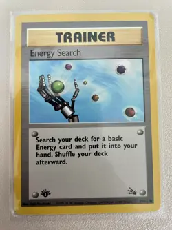 Energy Search 59/62 C 1st First Edition Pokemon TCG Card Fossil LP - Image 1