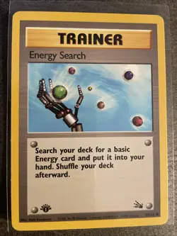 Energy Search 1st Edition Fossil Set Pokemon Card - Image 1