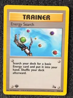 Rare 1st Edition Energy Search 59/62 Pokemon Card Fossil Set NM Never Played - Image 1