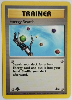 Energy Search Trainer Card 59/62 1st Edition Fossil Set Pokemon Card LP - Image 1