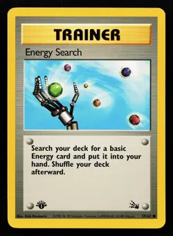 Energy Search 59/62 Common 1st Edition Fossil Pokemon Card - Image 1