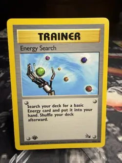 Pokemon Card Fossil 59/62 Energy Search 1st Edition Common WOTC NM-Mint - Image 1