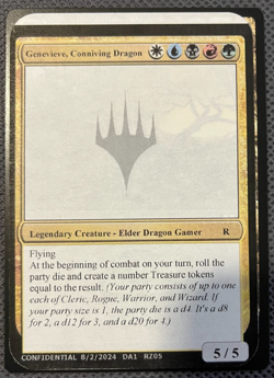Magic MTG Genevieve Conniving Dragon Gavin Verhey's Unknown Event Playtest Card - Image 1