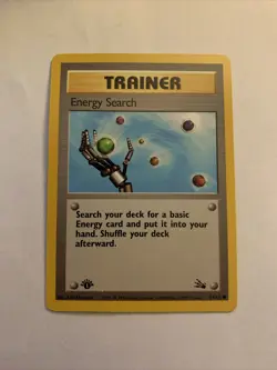 Energy Search 59/62 First Edition Fossil Pokemon Card NM - Image 1