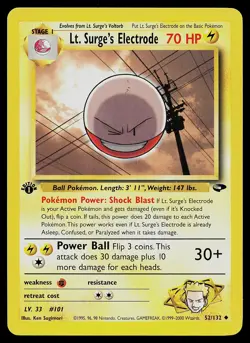 Pokemon Card - Lt. Surge's Electrode Gym Challenge 52/132 1st Edition - Image 1