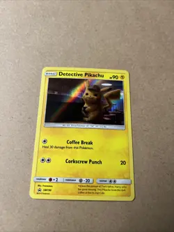 Pokemon TCG Detective Pikachu SM190 Promo Holo Card Near Mint Condition - Image 1