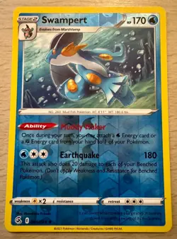 Pokemon TCG Swampert 064/264 Fusion Strike Reverse Holo Rare Card - Image 1