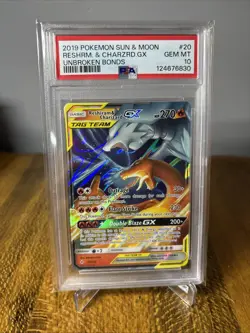 Reshiram & Charizard GX 20/214 Holo Card Sm-Unbroken Bonds PSA 10 - Image 1