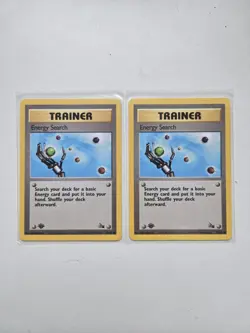 Energy Search Trainer x2 Pokemon Fossil 59/62 1st Edition LP Common WOTC 1999 - Image 1