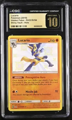 2019 POKEMON HIDDEN FATES SHINY VAULT #SV22/SV94 LUCARIO CGC 10 PRISTINE - Image 1