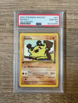 2000 POKEMON ROCKET 1ST ED #61 MANKEY PSA 10 - Image 1