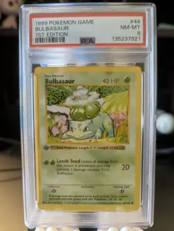 1999 Pokemon Game Bulbasaur 1st Edition #44 PSA 8 NM-MT (New Cert) - Image 1