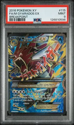 2016 POKEMON XY BREAKPOINT #115 FULL ART/M GYARADOS EX PSA 9 - Image 1