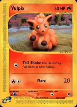 Vulpix 136/165 Common WOTC Expedition Pokemon - Image 1