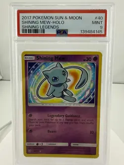 2017 Pokemon Sum & Moon Shining Mew 40/73 Shining Legends Holo PSA 9 - Image 1