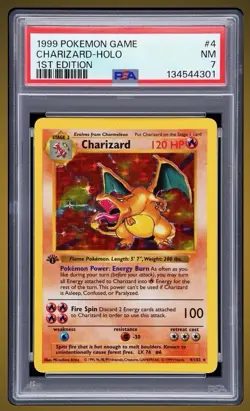 Pokemon Charizard #4 1st Edition Holofoil NM 7 1999) Rare “THICK STAMP”. - Image 2