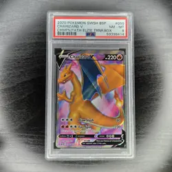 POKEMON CARD CHARIZARD V 50 BLACK STAR PROMO #50 ETB PROMO GRADED PSA 8 #050 050 - Image 1