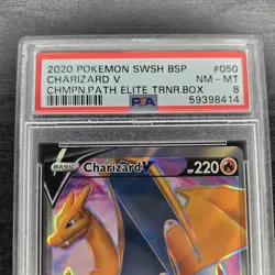 POKEMON CARD CHARIZARD V 50 BLACK STAR PROMO #50 ETB PROMO GRADED PSA 8 #050 050 - Image 2