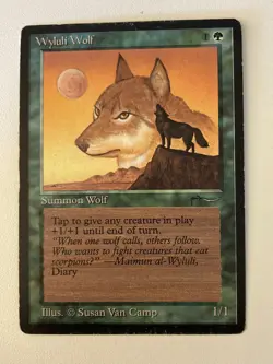 Magic the Gathering MTG Arabian Nights Wyluli Wolf Dark MP (Beta Bob) - Image 1