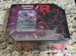 Pokemon TCG Destined Rivals Team Rocket Tin (Nidoking ex) - Sealed New - Image 1