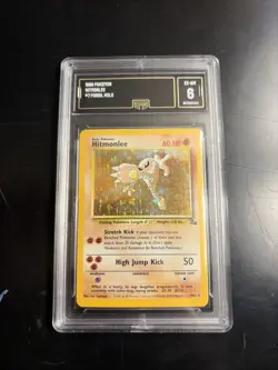 Pokemon TCG Hitmonlee 7/62 Unlimited Holo Rare WOTC Fossil - Image 1