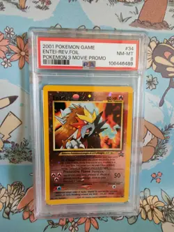 Pokemon Entei Movie 3 Reverse Holo Promo #34 PSA 8 Wizards of The Coast - Image 1