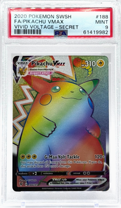 Pokemon Pikachu VMAX Vivid Voltage Rainbow Secret Rare 188/185 PSA 9 Mint TCG - Image 1