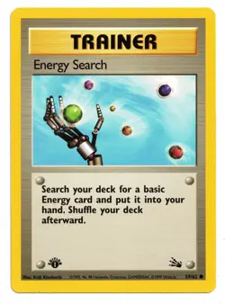 Pokemon Card: Energy Search 1st Edition 59/62 Rare Fossil Set! - Image 1